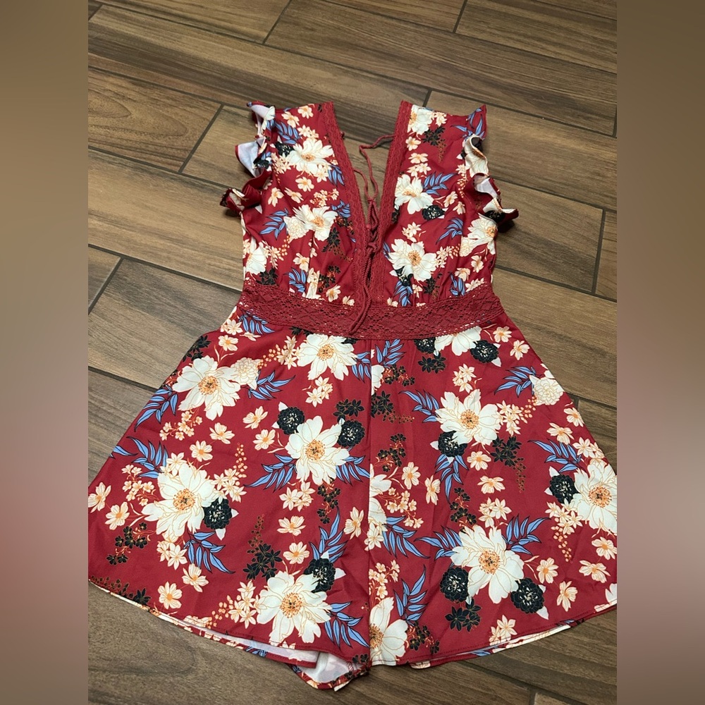 Cider Red Floral Jumpsuit